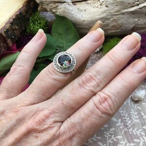 Rainbow Topaz Solid Sterling Silver Ring Size 6